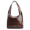 Bolsa Hobo Fivela Couro Croco Marrom - imagem 3
