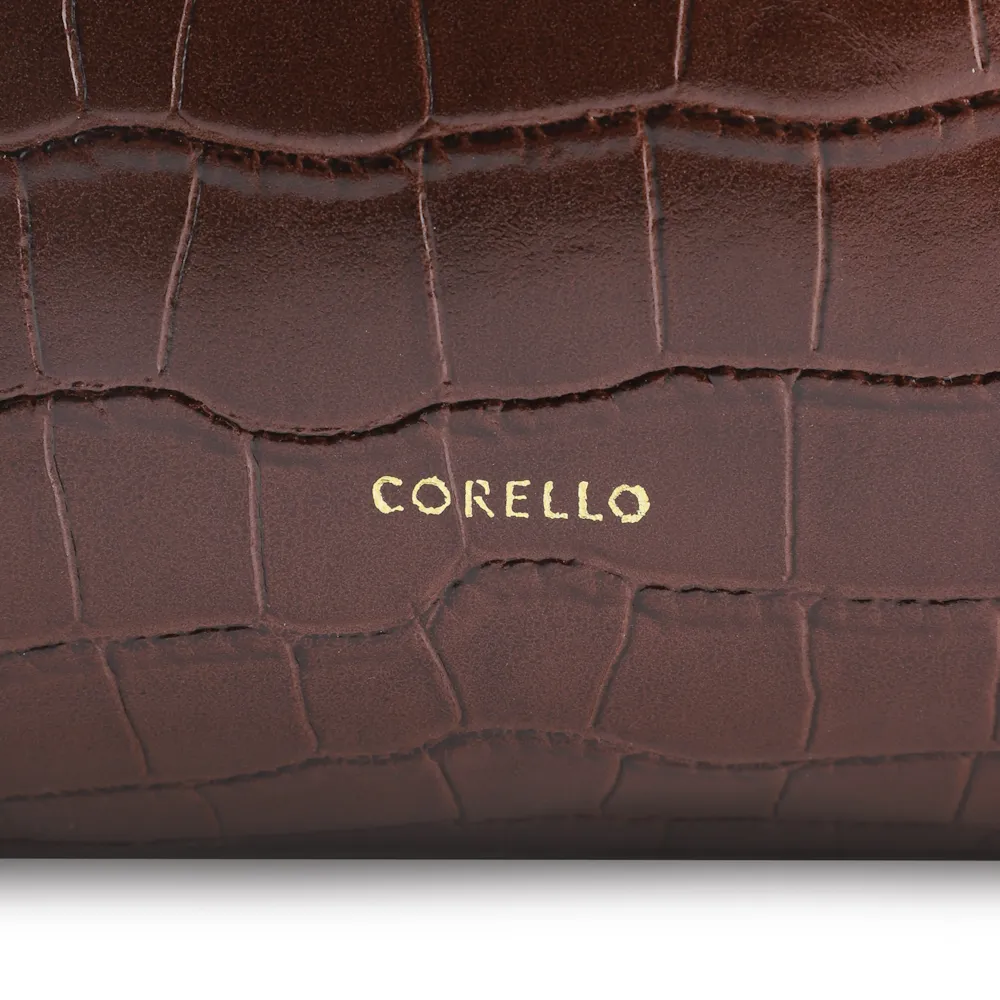 Bolsa Hobo Fivela Couro Croco Marrom - imagem 6