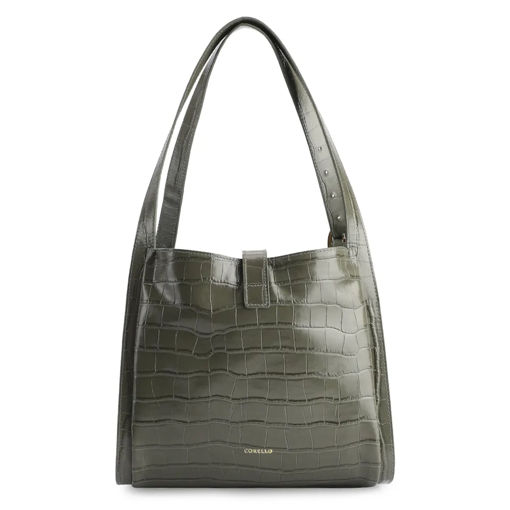 Bolsa Hobo Fivela Couro Croco Verde - imagem 4