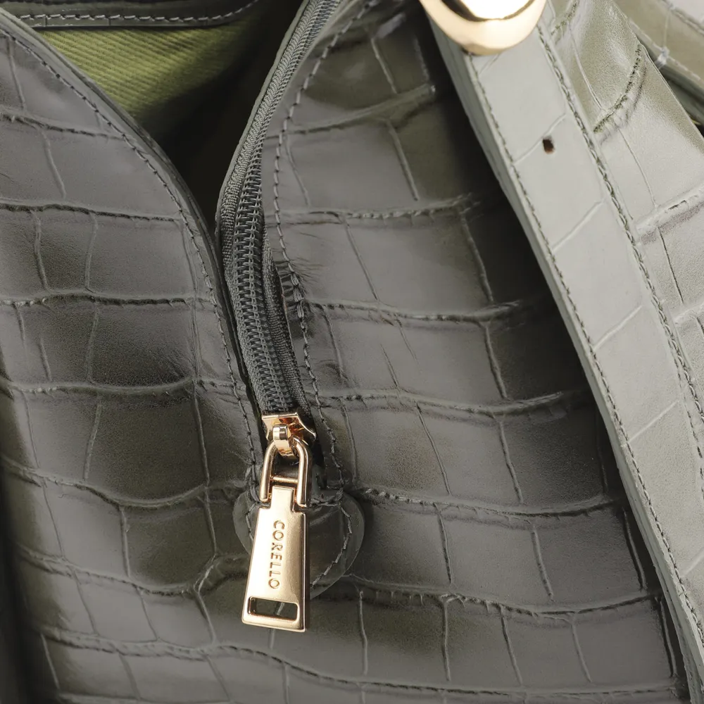 Bolsa Hobo Fivela Couro Croco Verde - imagem 6