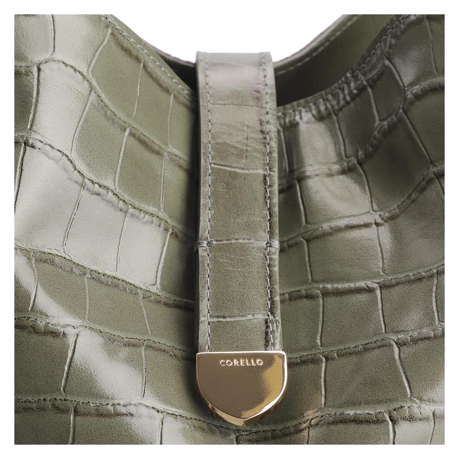 Bolsa Hobo Fivela Couro Croco Verde