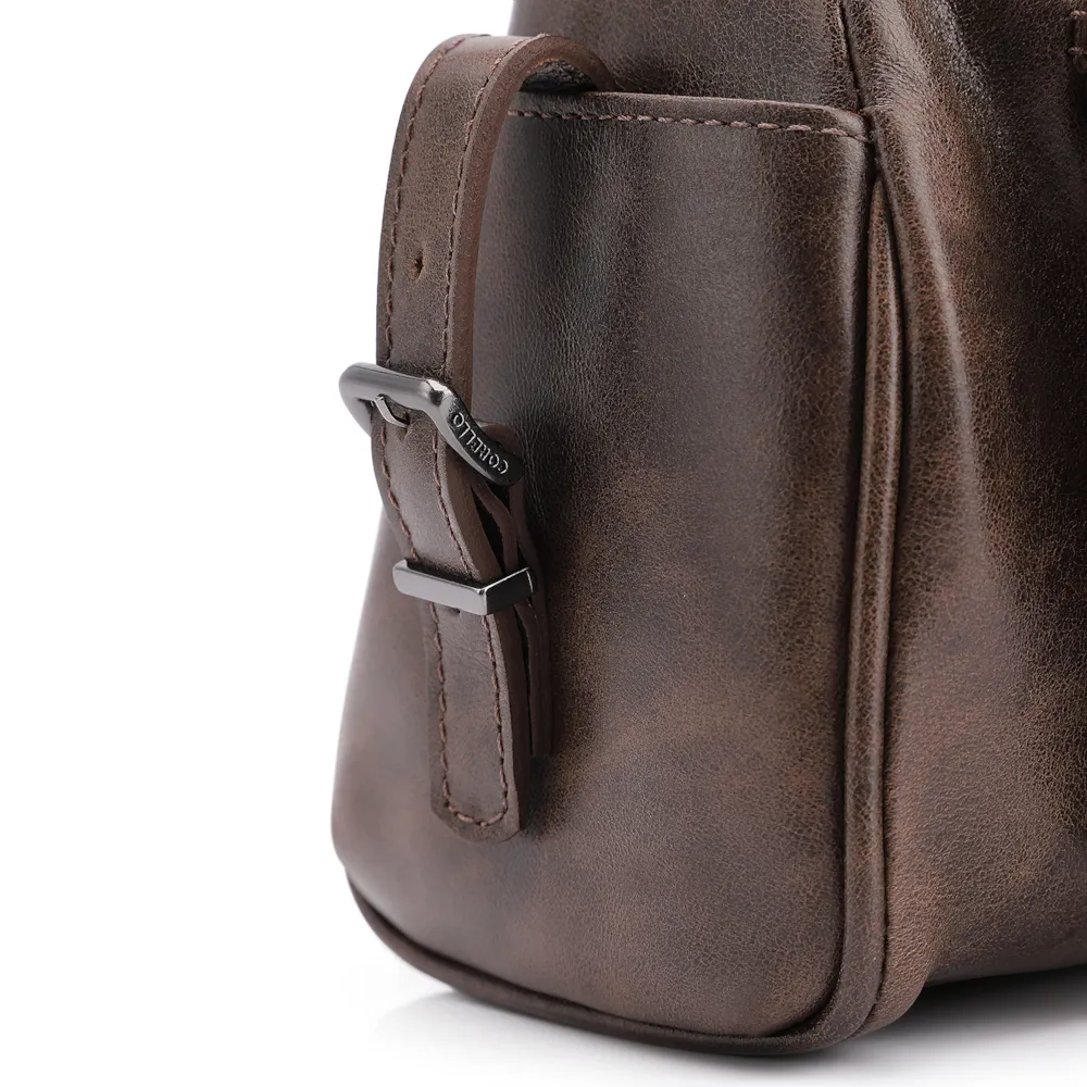 Bolsa Hobo Fivela Couro Estonado Marrom - imagem 5