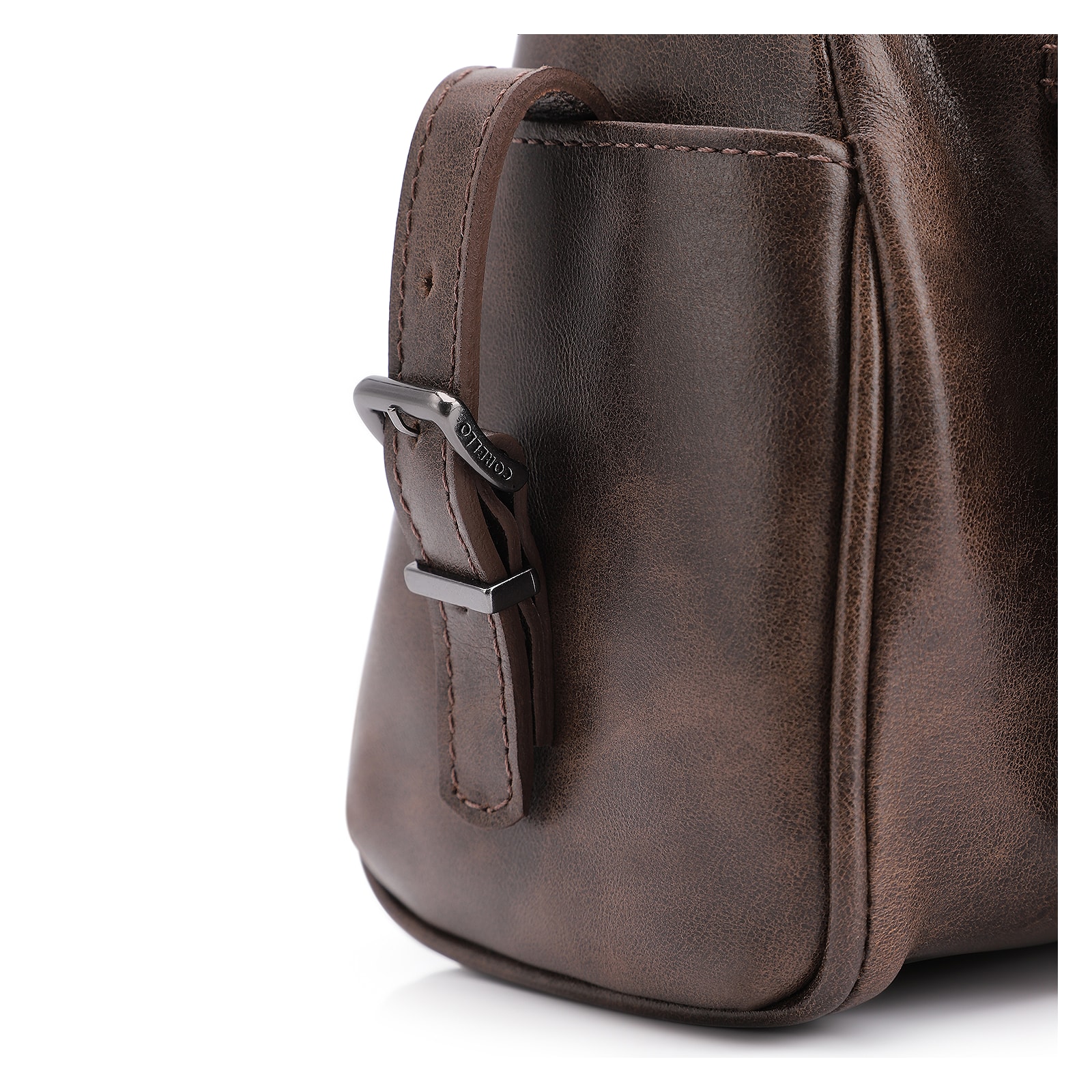 Bolsa Hobo Fivela Couro Estonado Marrom