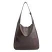 Bolsa Hobo Fivela Couro Estonado Marrom - imagem 3