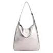 Bolsa Hobo Fivela Couro Estonado Prata - imagem 3