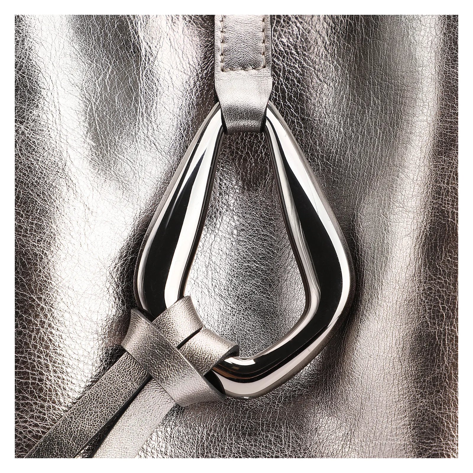 Bolsa Hobo Fivela Couro Estonado Prata