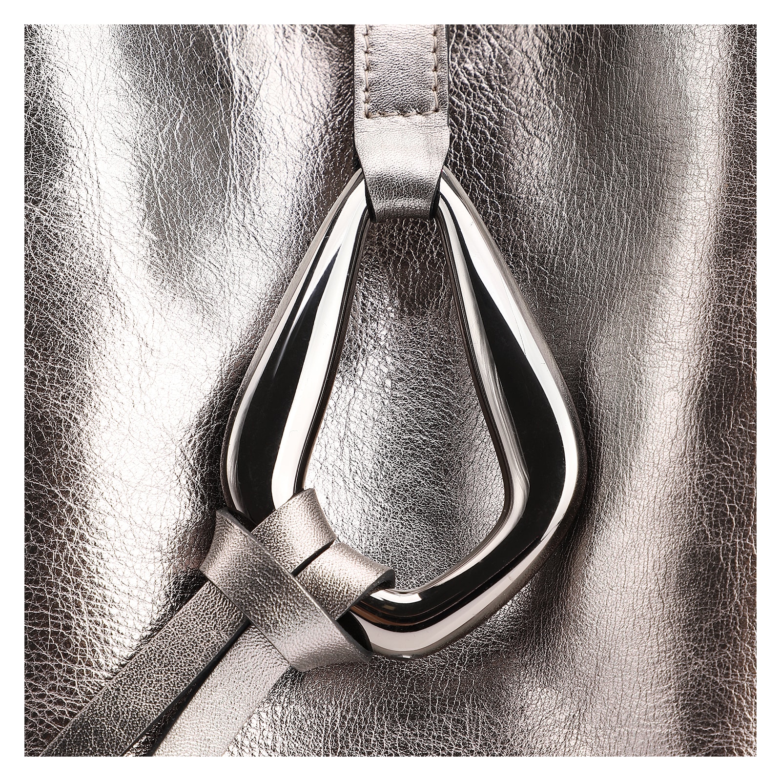 Bolsa Hobo Fivela Couro Estonado Prata