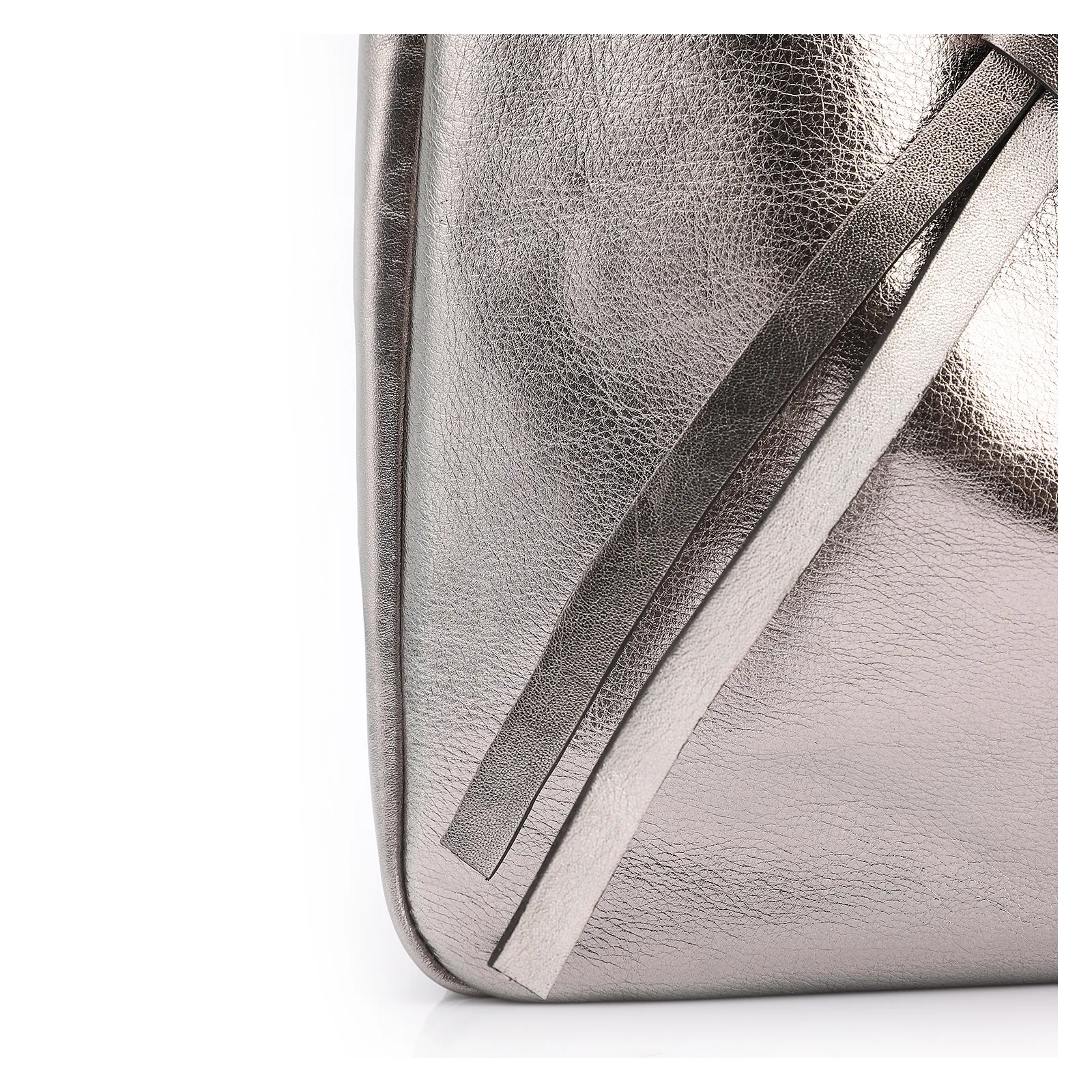Bolsa Hobo Fivela Couro Estonado Prata