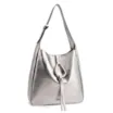 Bolsa Hobo Fivela Couro Estonado Prata - imagem 2
