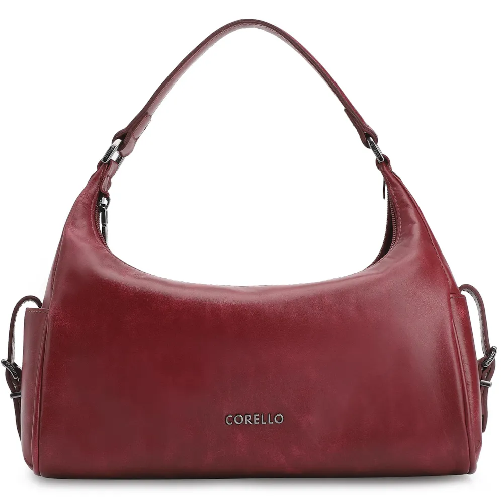 Bolsa Hobo Fivela Couro Estonado Vermelho - imagem 4