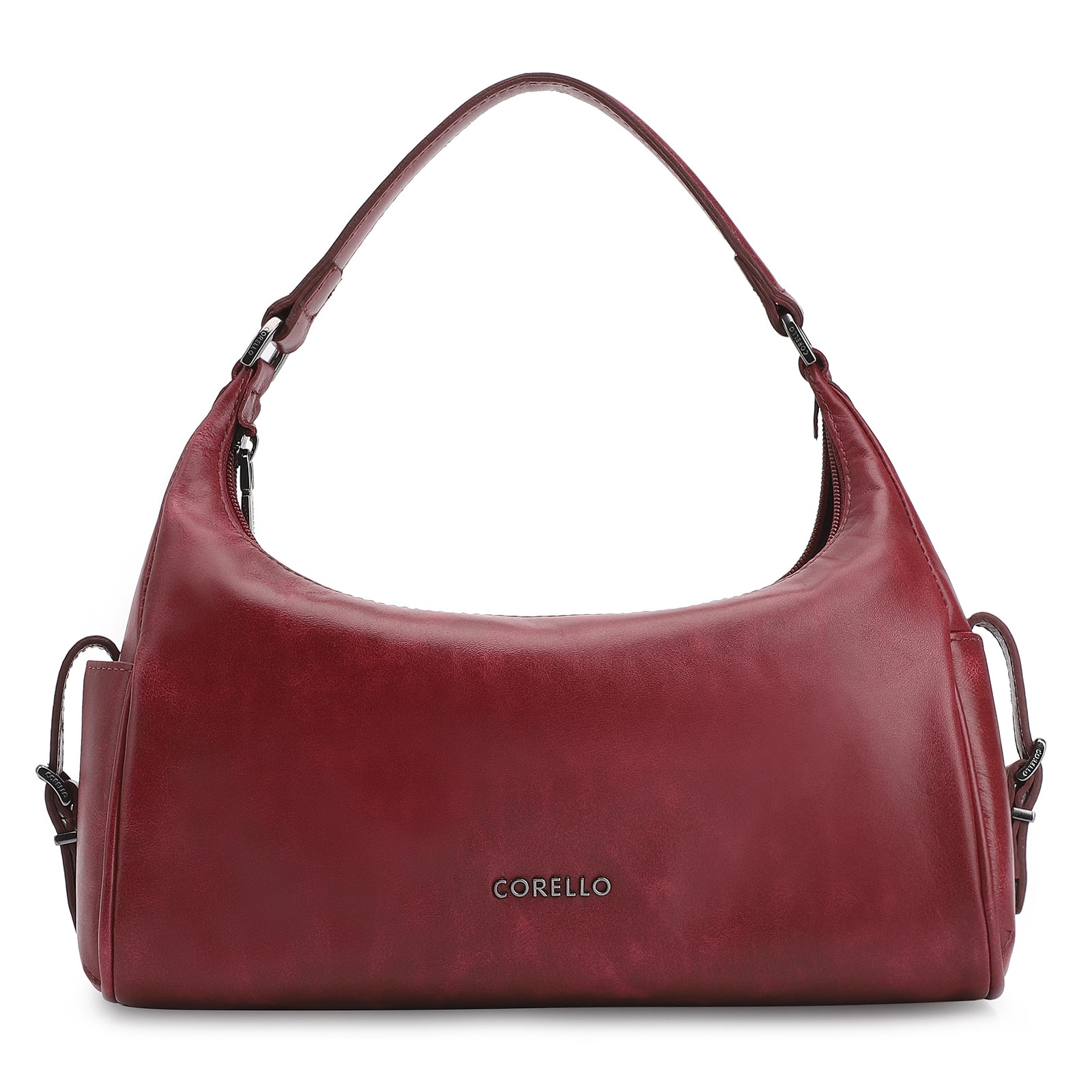 Bolsa Hobo Fivela Couro Estonado Vermelho