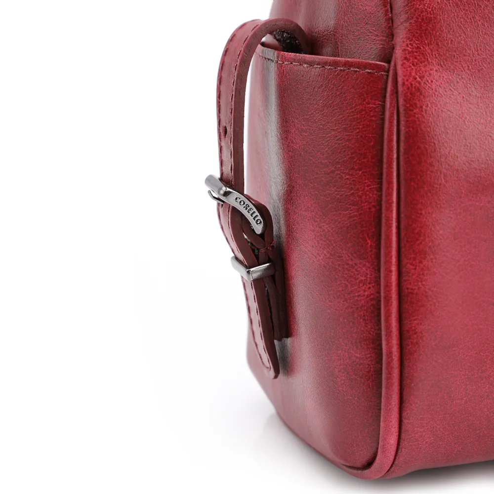 Bolsa Hobo Fivela Couro Estonado Vermelho - imagem 6