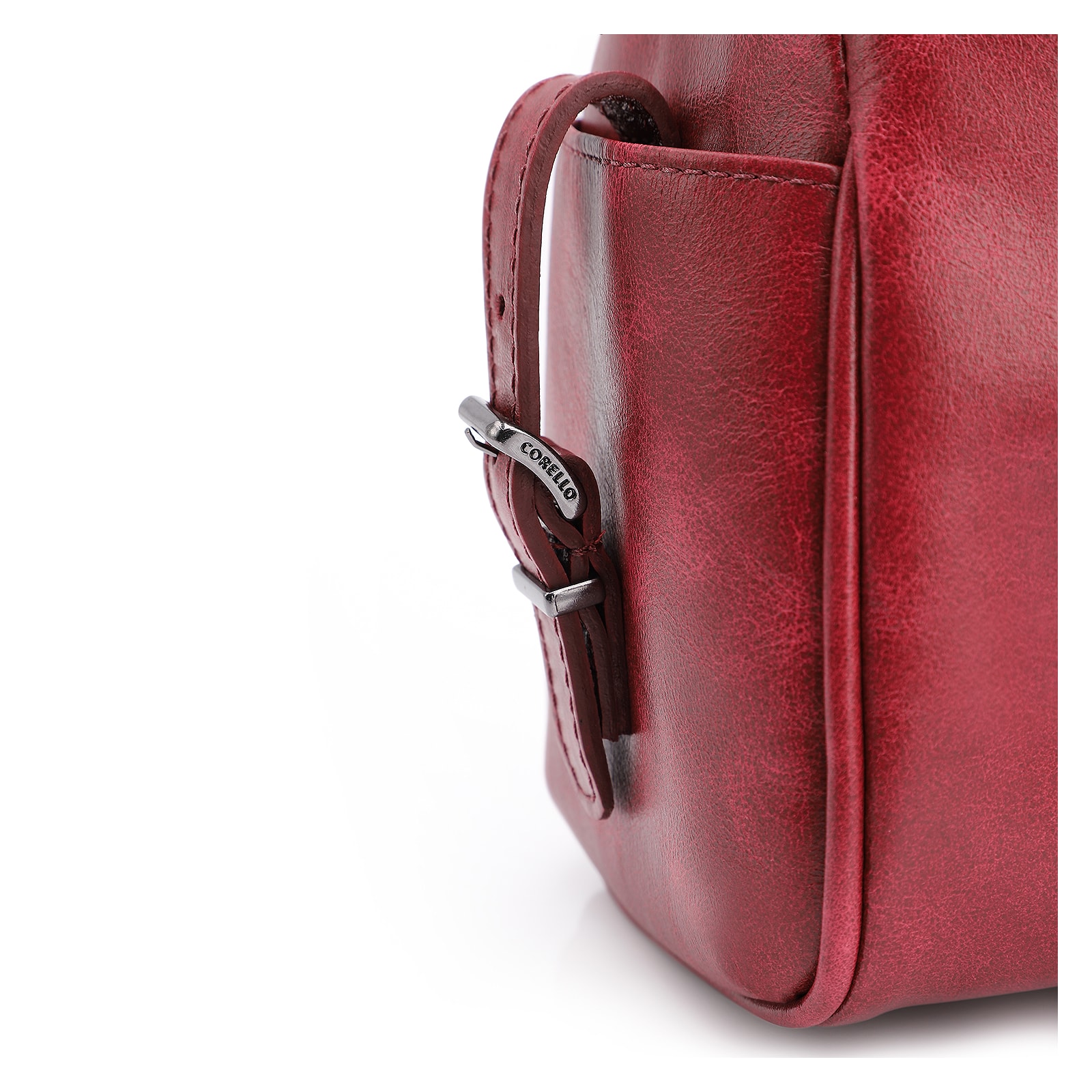 Bolsa Hobo Fivela Couro Estonado Vermelho