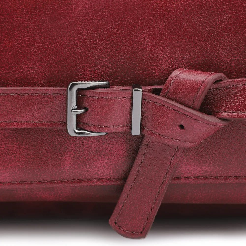 Bolsa Hobo Fivela Couro Estonado Vermelho - imagem 8