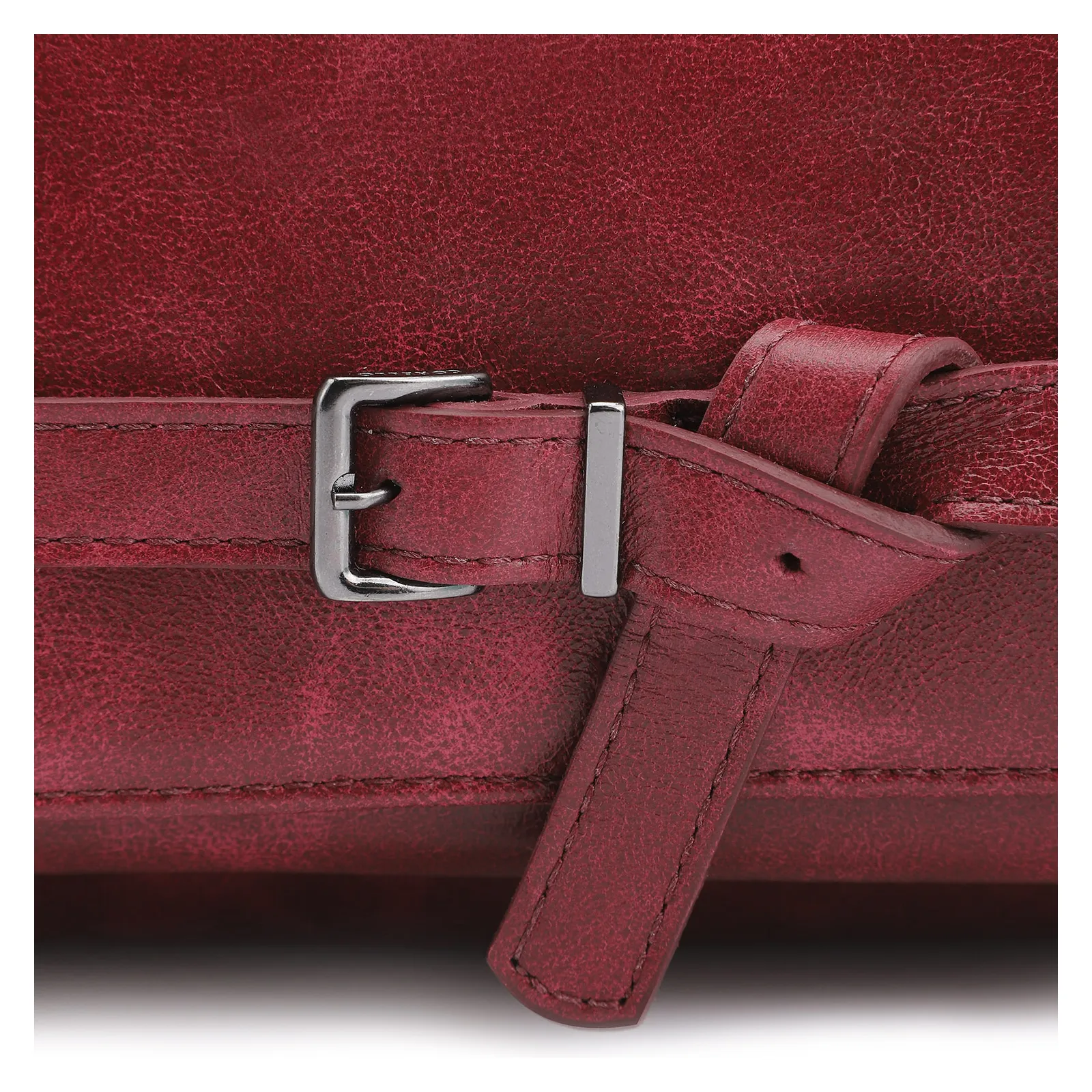 Bolsa Hobo Fivela Couro Estonado Vermelho
