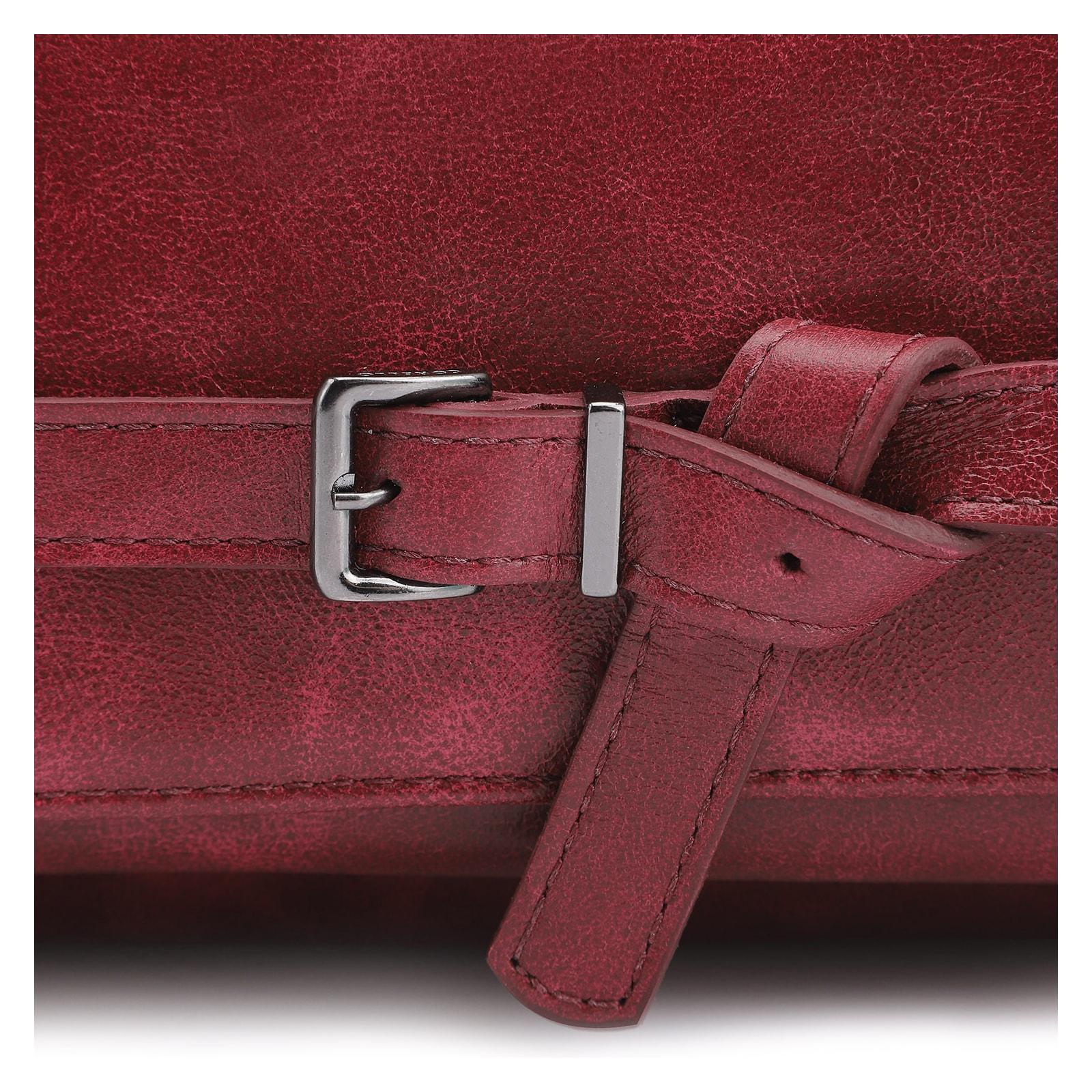 Bolsa Hobo Fivela Couro Estonado Vermelho