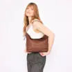 Bolsa Hobo Fivela Couro Marrom/Alt Tramado Marrom - imagem 2