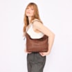 Bolsa Hobo Fivela Couro Marrom/Alt Tramado Marrom - imagem 2