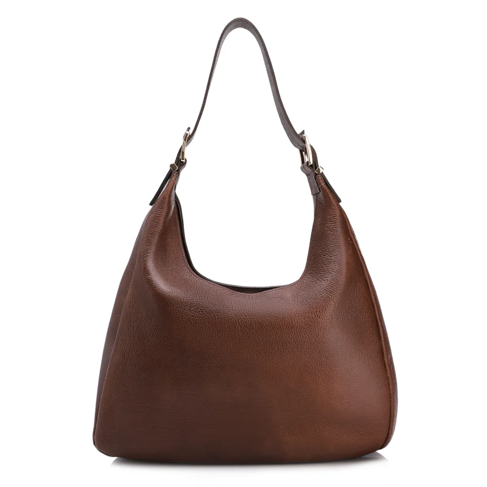 Bolsa Hobo Fivelas Couro Antique Marrom - imagem 3