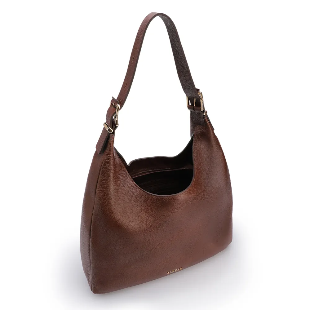 Bolsa Hobo Fivelas Couro Antique Marrom - imagem 4