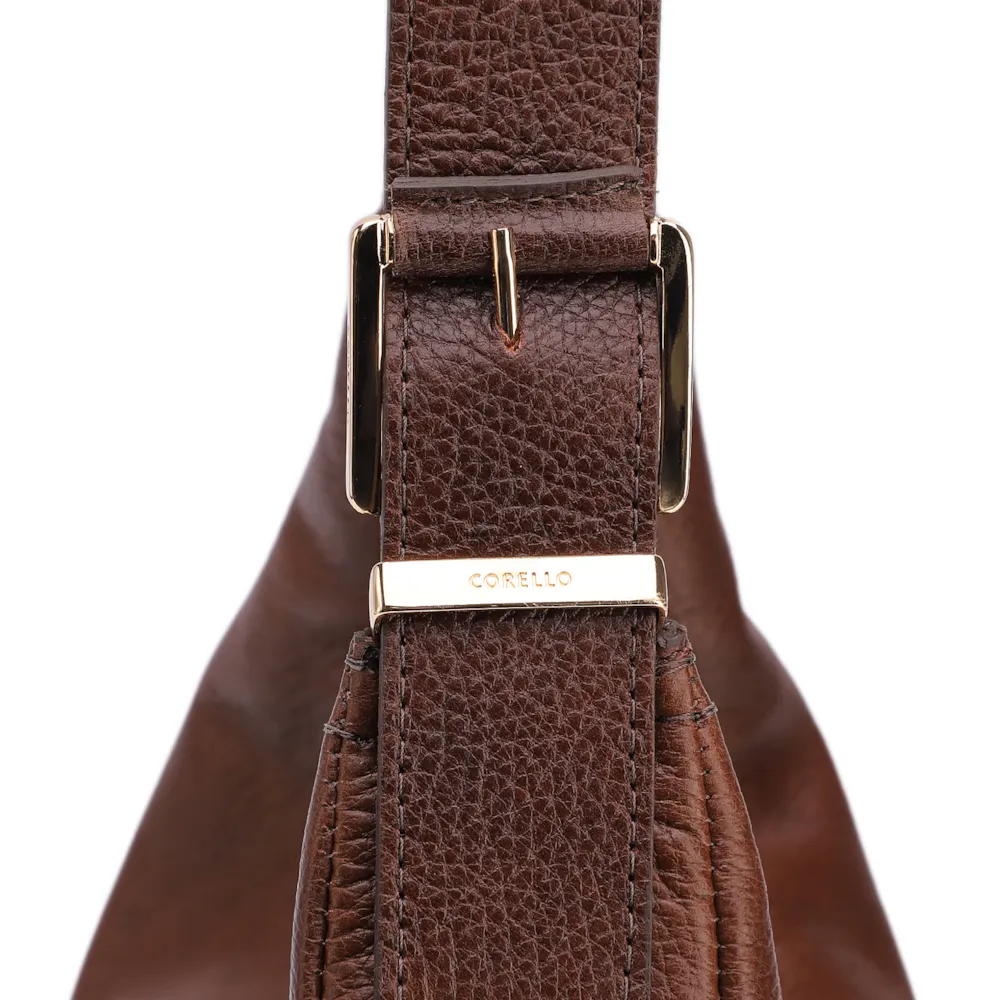 Bolsa Hobo Fivelas Couro Antique Marrom - imagem 7