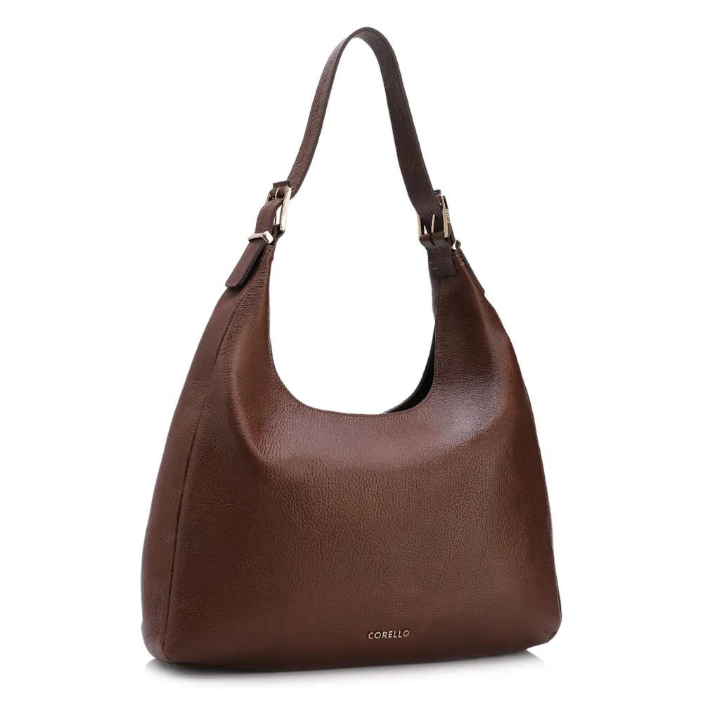 Bolsa Hobo Fivelas Couro Antique Marrom - imagem 2