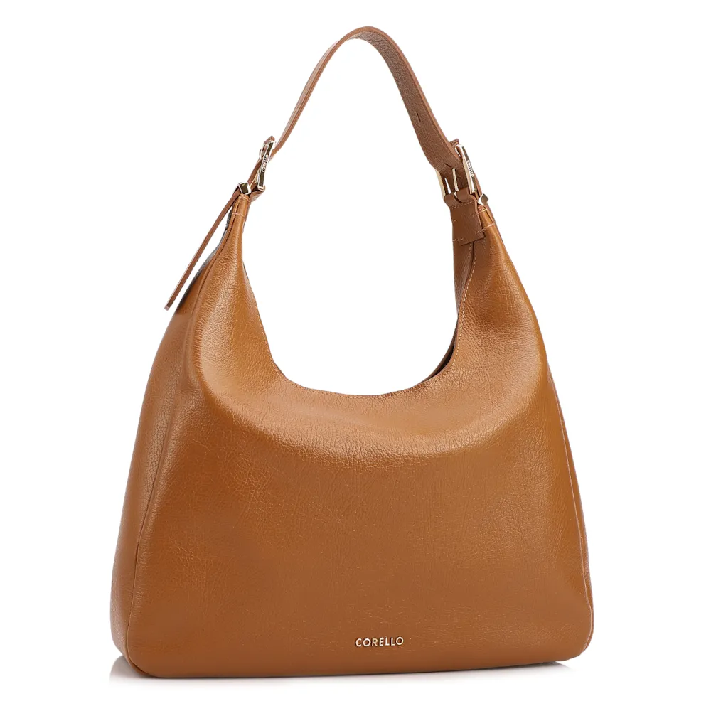 Bolsa Hobo Fivelas Couro Antique Marrom Claro Fivelas - imagem 2