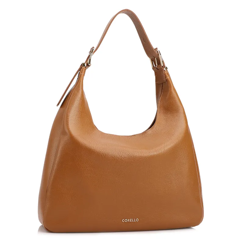 Bolsa Hobo Fivelas Couro Antique Marrom Claro Fivelas - foto 2