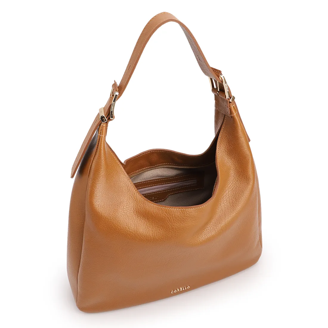 Bolsa Hobo Fivelas Couro Antique Marrom Claro Fivelas - foto 4