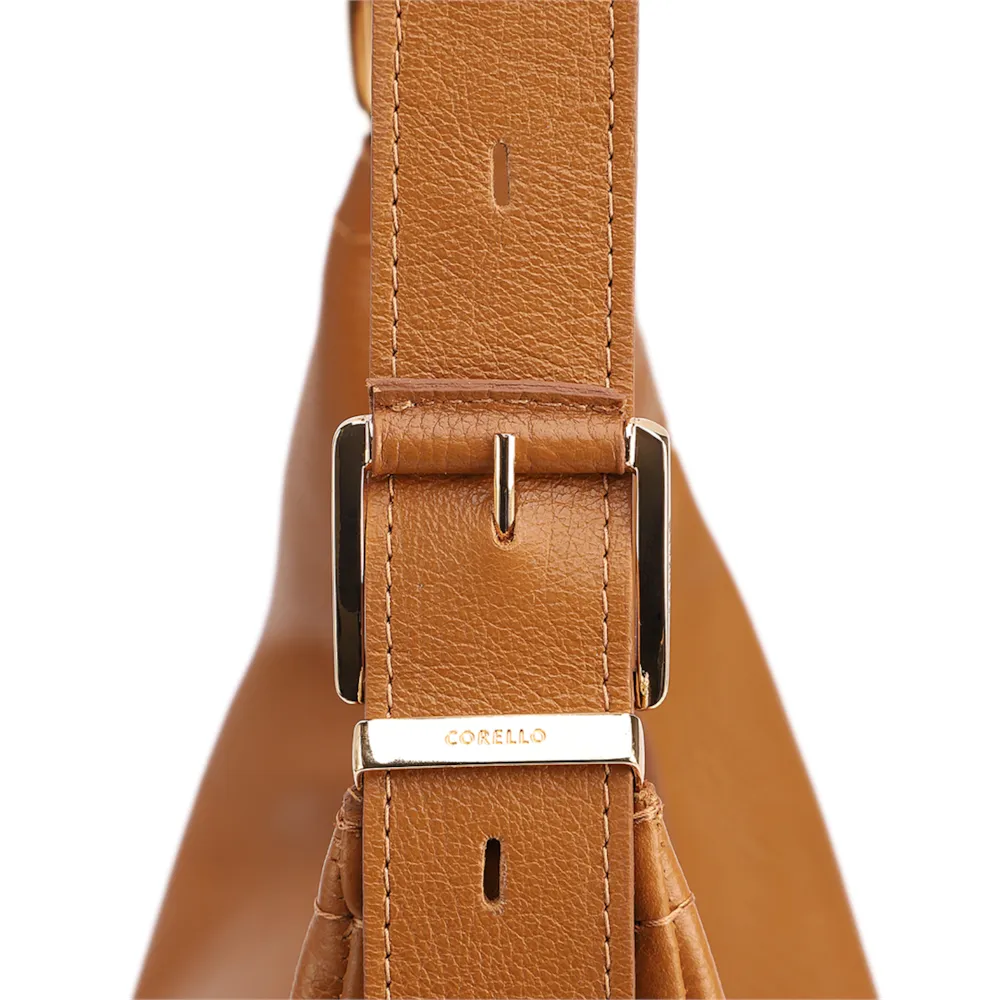 Bolsa Hobo Fivelas Couro Antique Marrom Claro Fivelas - imagem 7