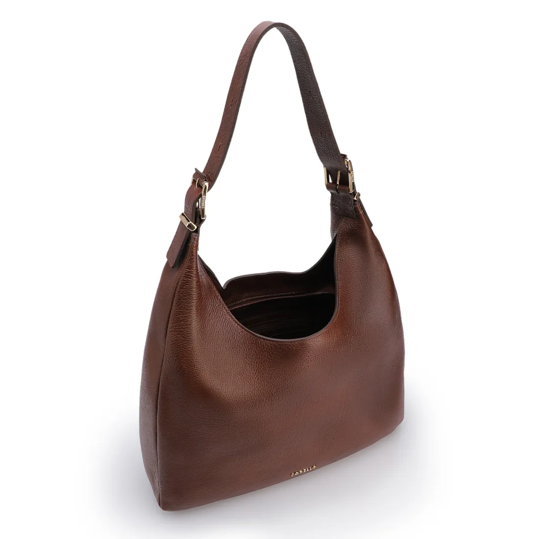 Bolsa Hobo Fivelas Couro Antique Marrom Fivelas - foto 4