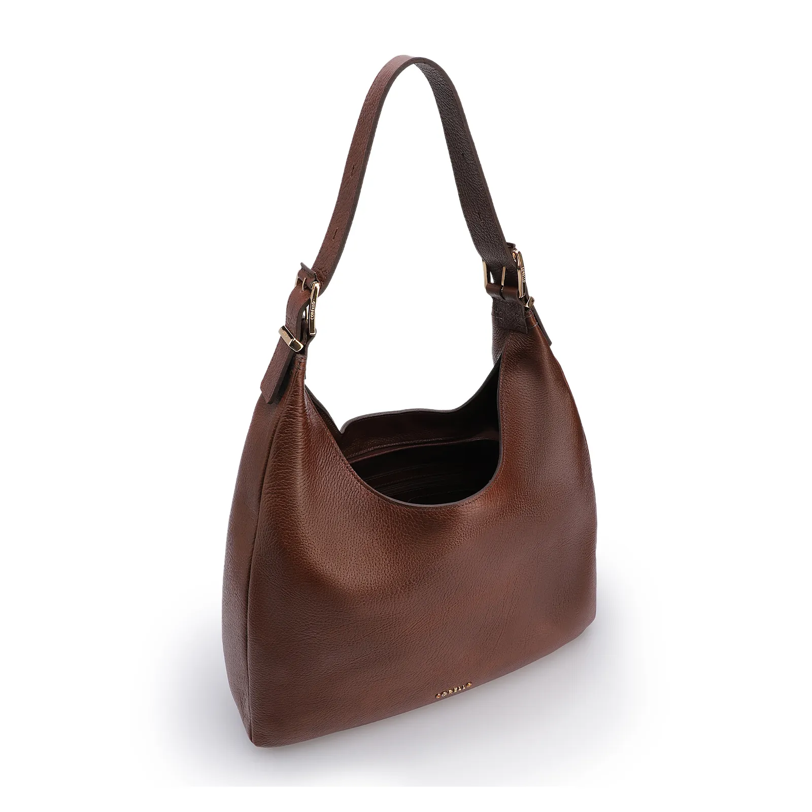 Bolsa Hobo Fivelas Couro Antique Marrom Fivelas