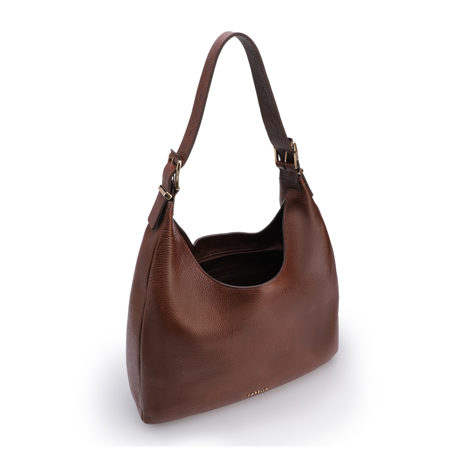 Bolsa Hobo Fivelas Couro Antique Marrom Fivelas