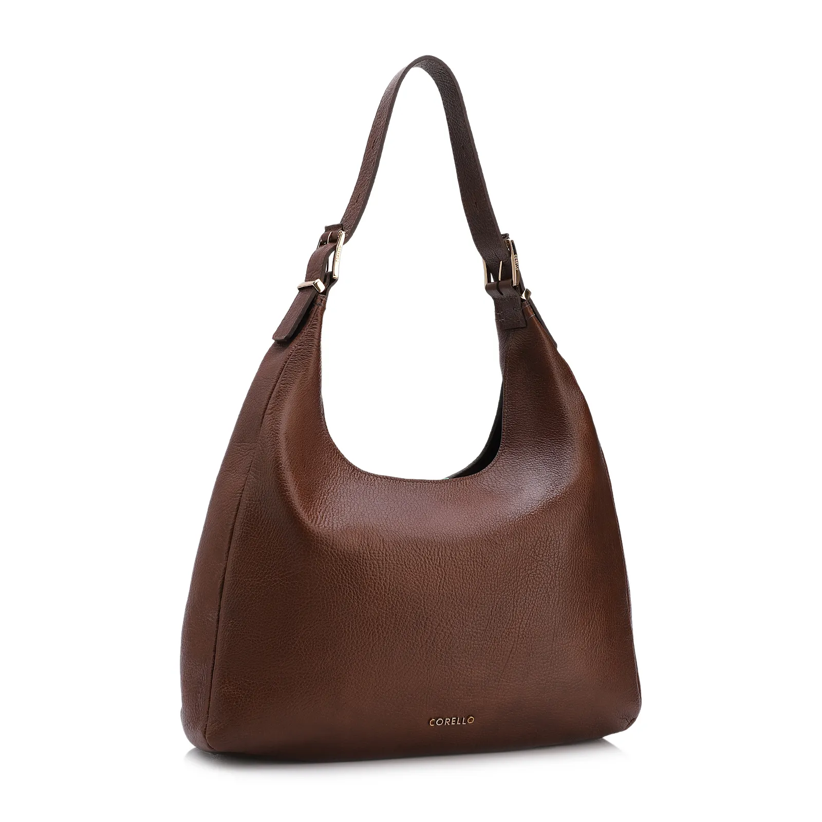 Bolsa Hobo Fivelas Couro Antique Marrom Fivelas
