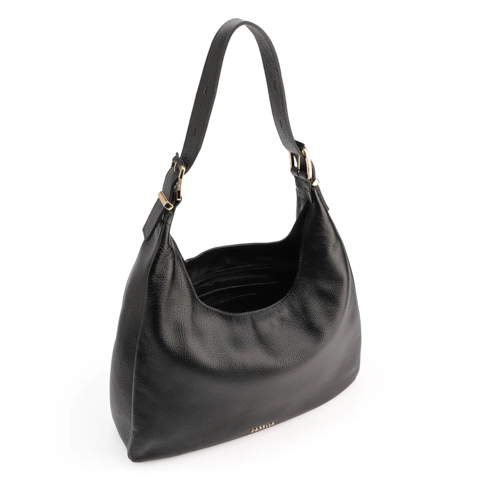 Bolsa Hobo Fivelas Couro Antique Preto - imagem 4