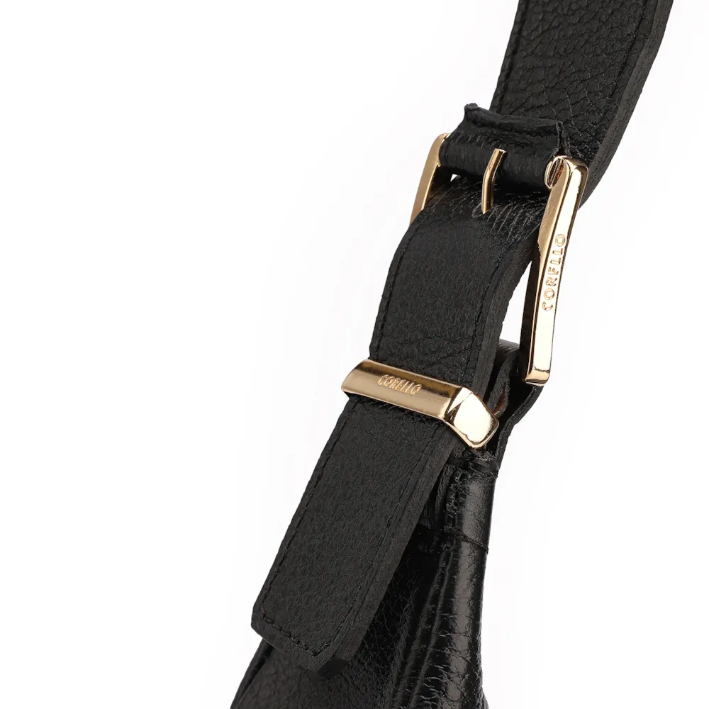 Bolsa Hobo Fivelas Couro Antique Preto - imagem 6