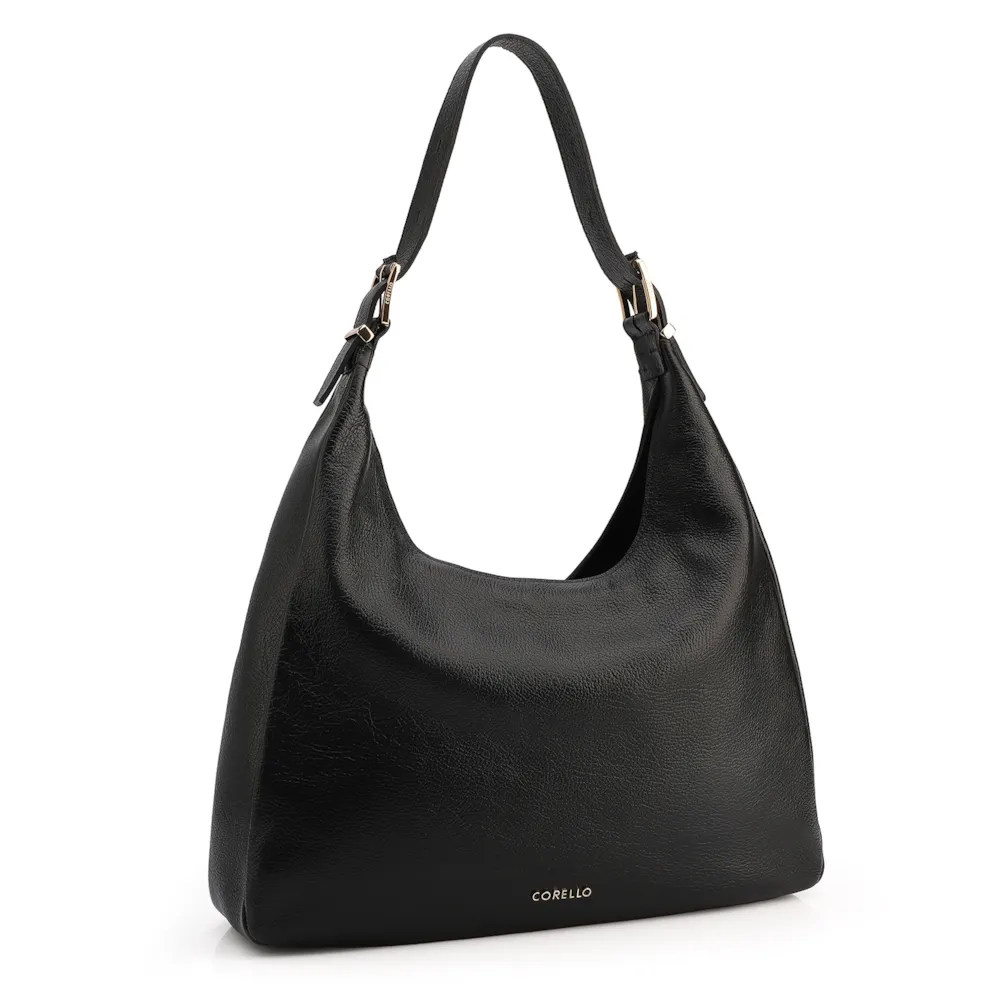Bolsa Hobo Fivelas Couro Antique Preto - imagem 2