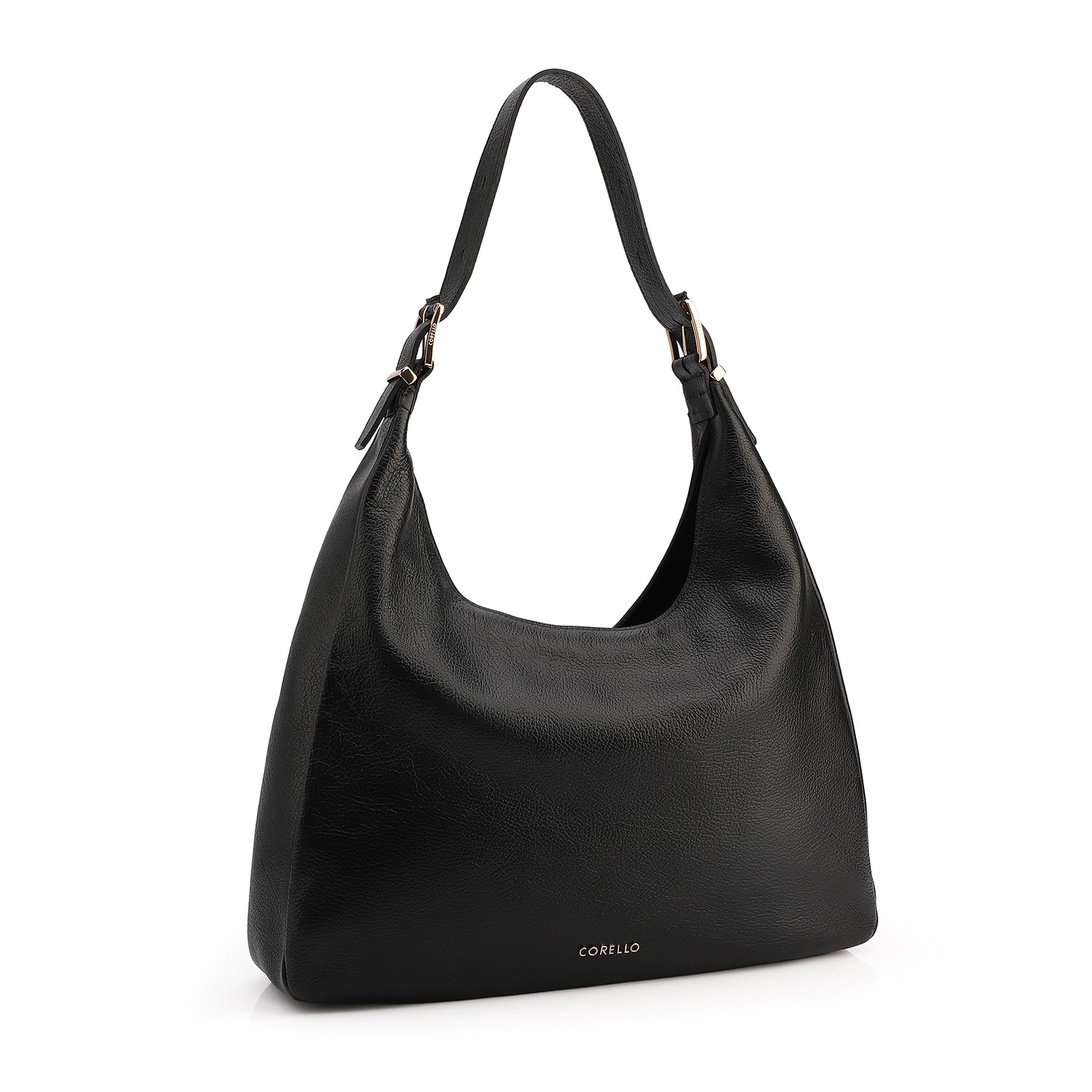 Bolsa Hobo Fivelas Couro Antique Preto