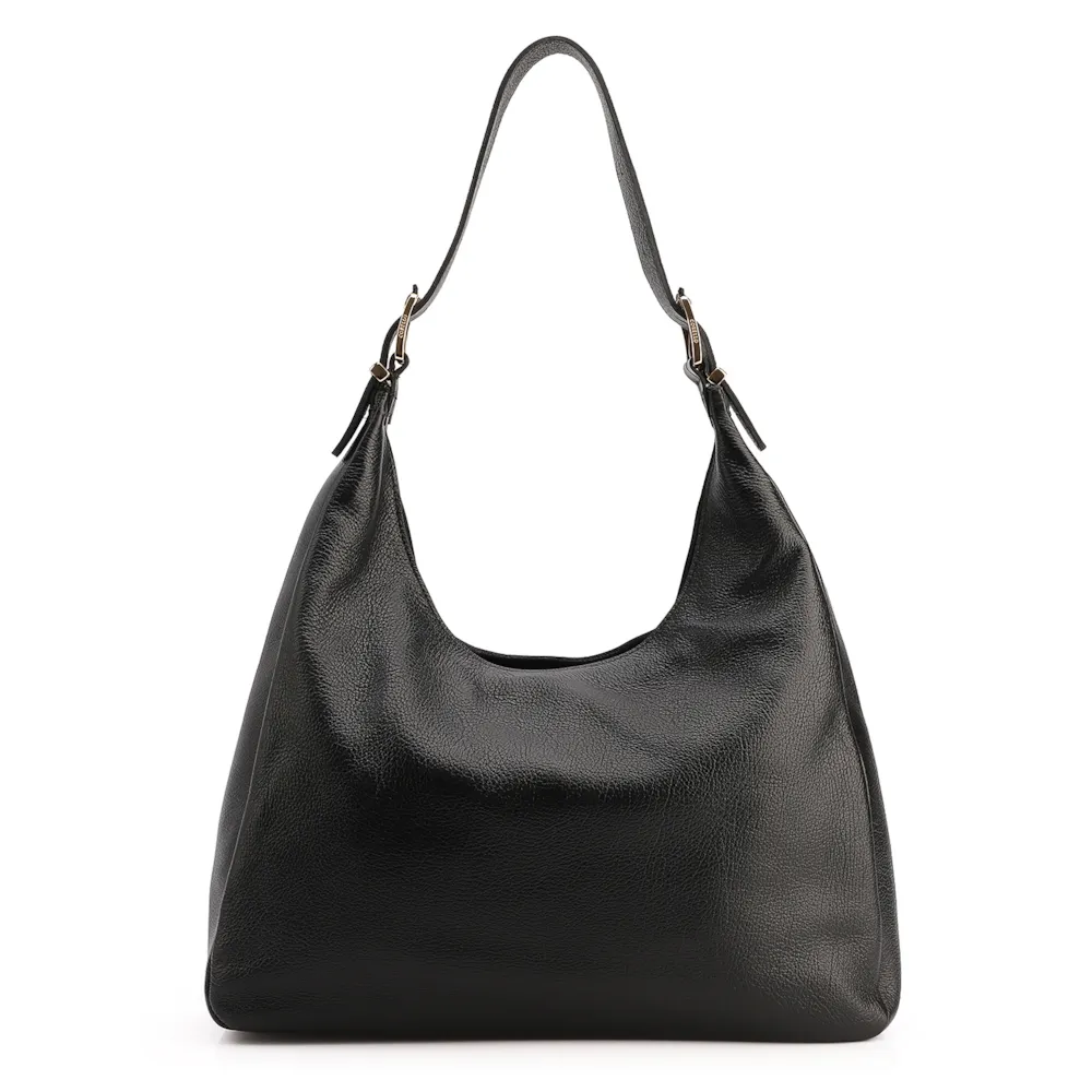 Bolsa Hobo Fivelas Couro Antique Preto - imagem 3