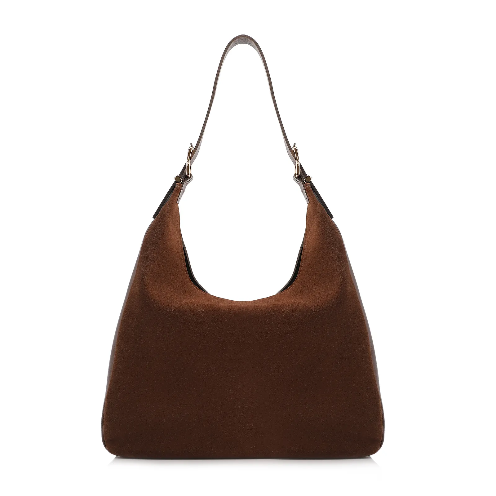 Bolsa Hobo Fivelas Couro Camurça Marrom