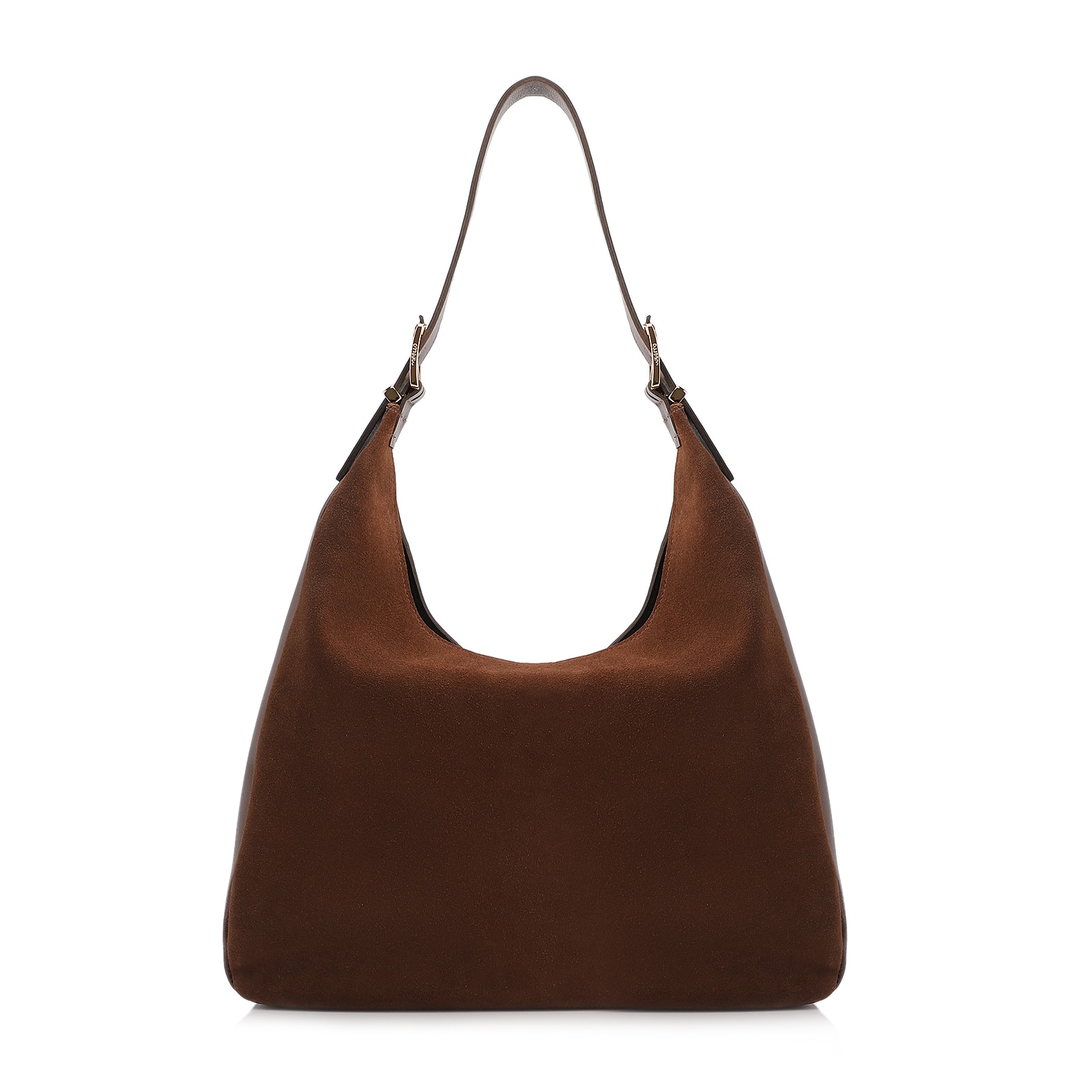 Bolsa Hobo Fivelas Couro Camurça Marrom