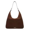 Bolsa Hobo Fivelas Couro Camurça Marrom - imagem 1