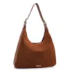 Bolsa Hobo Fivelas Couro Camurça Marrom Claro - imagem 3