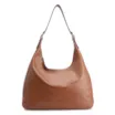 Bolsa Hobo Fivelas Couro Camurça Marrom Claro - imagem 4