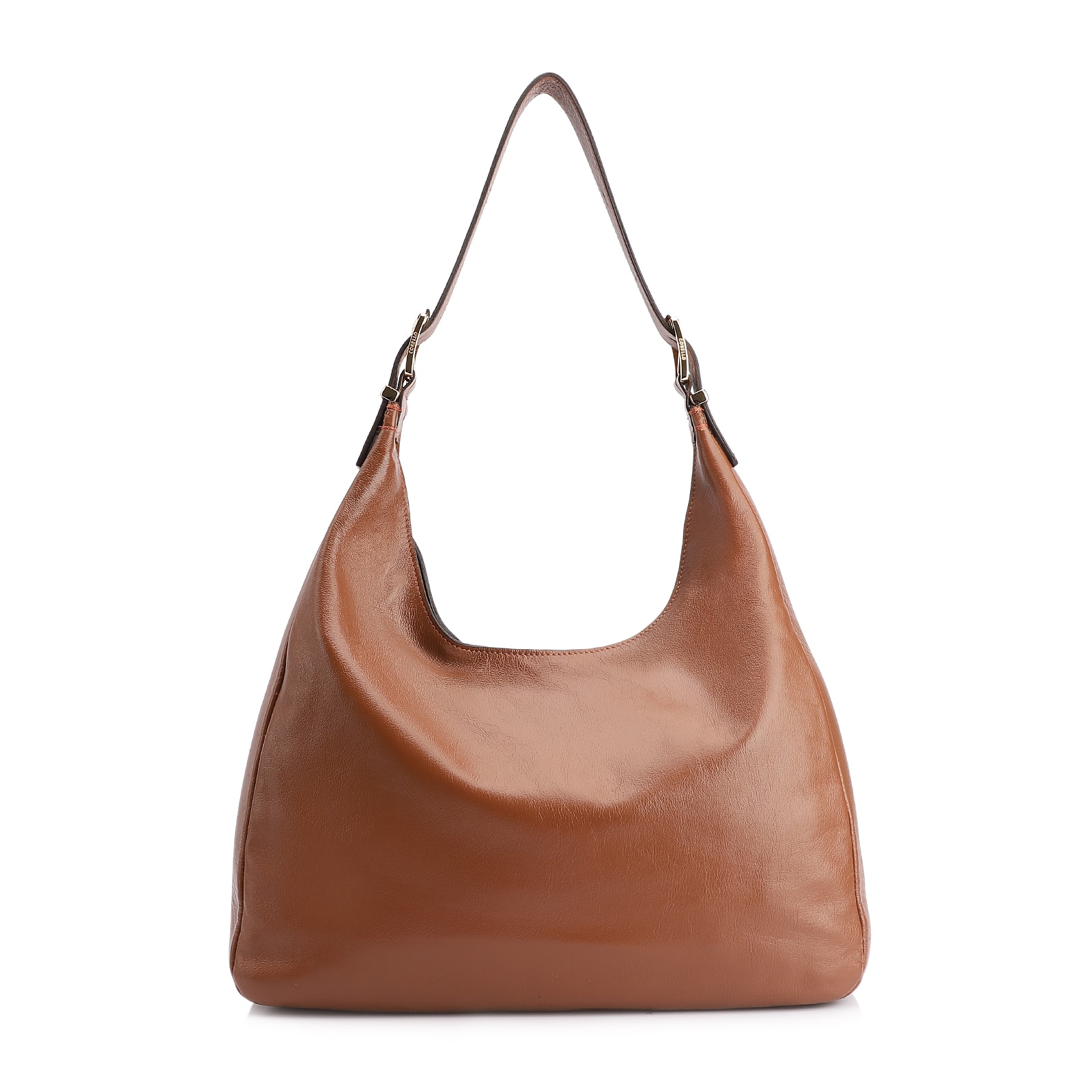 Bolsa Hobo Fivelas Couro Camurça Marrom Claro