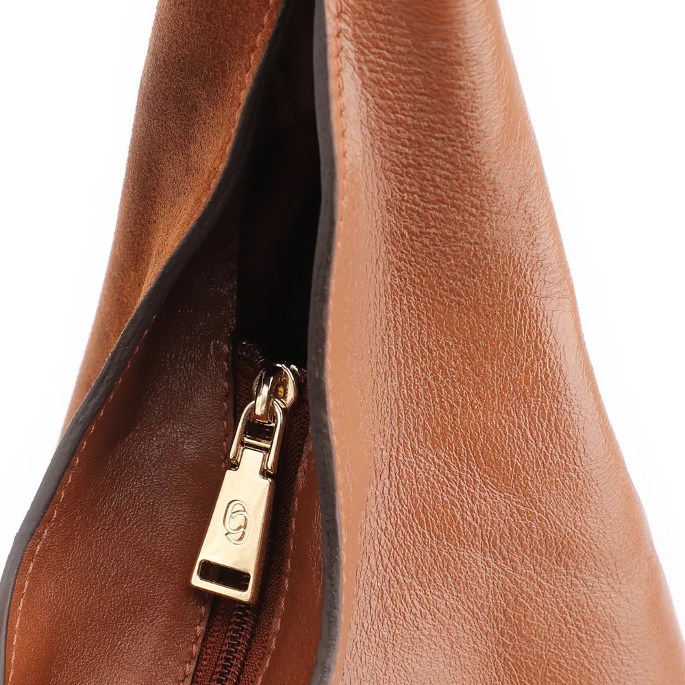 Bolsa Hobo Fivelas Couro Camurça Marrom Claro - imagem 6