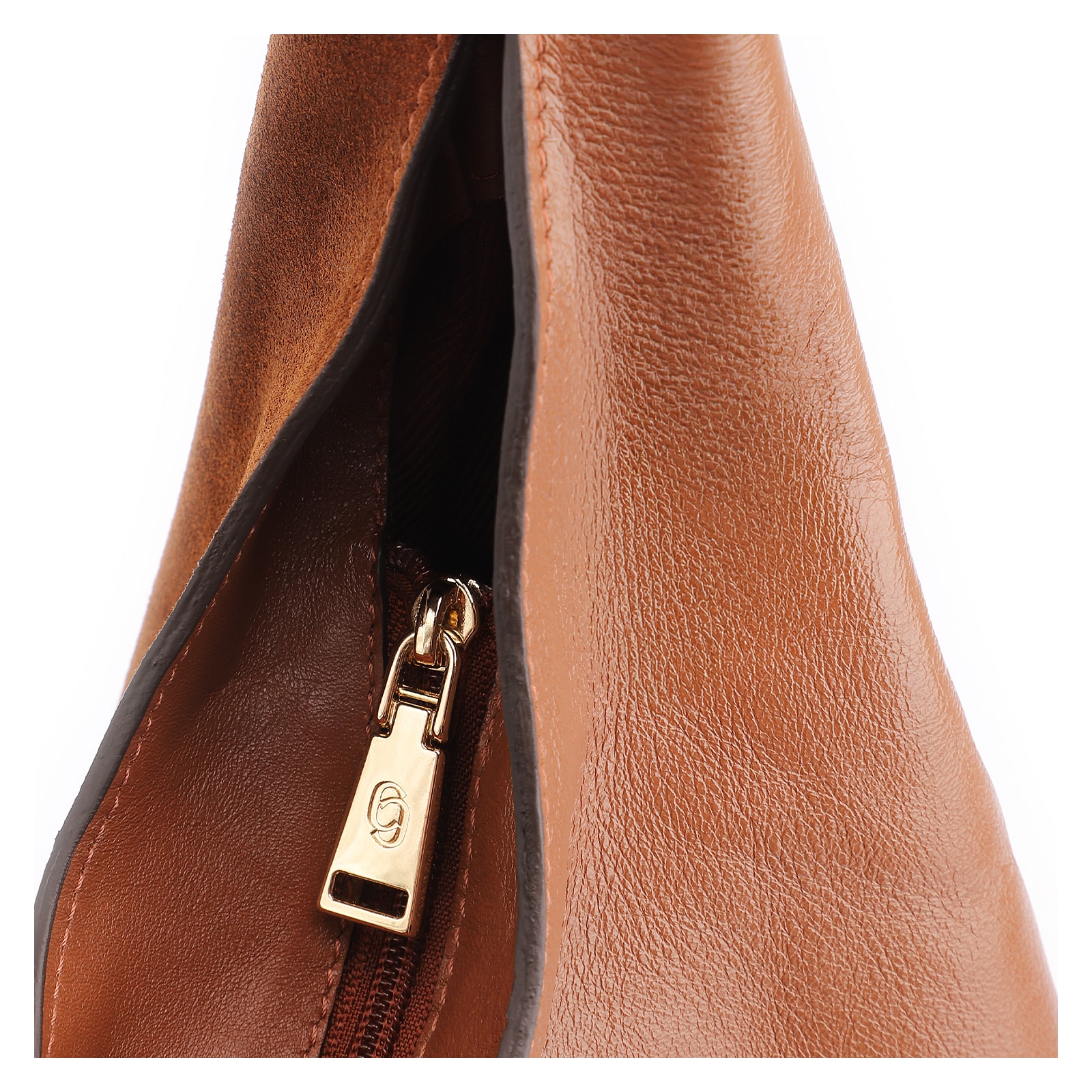 Bolsa Hobo Fivelas Couro Camurça Marrom Claro