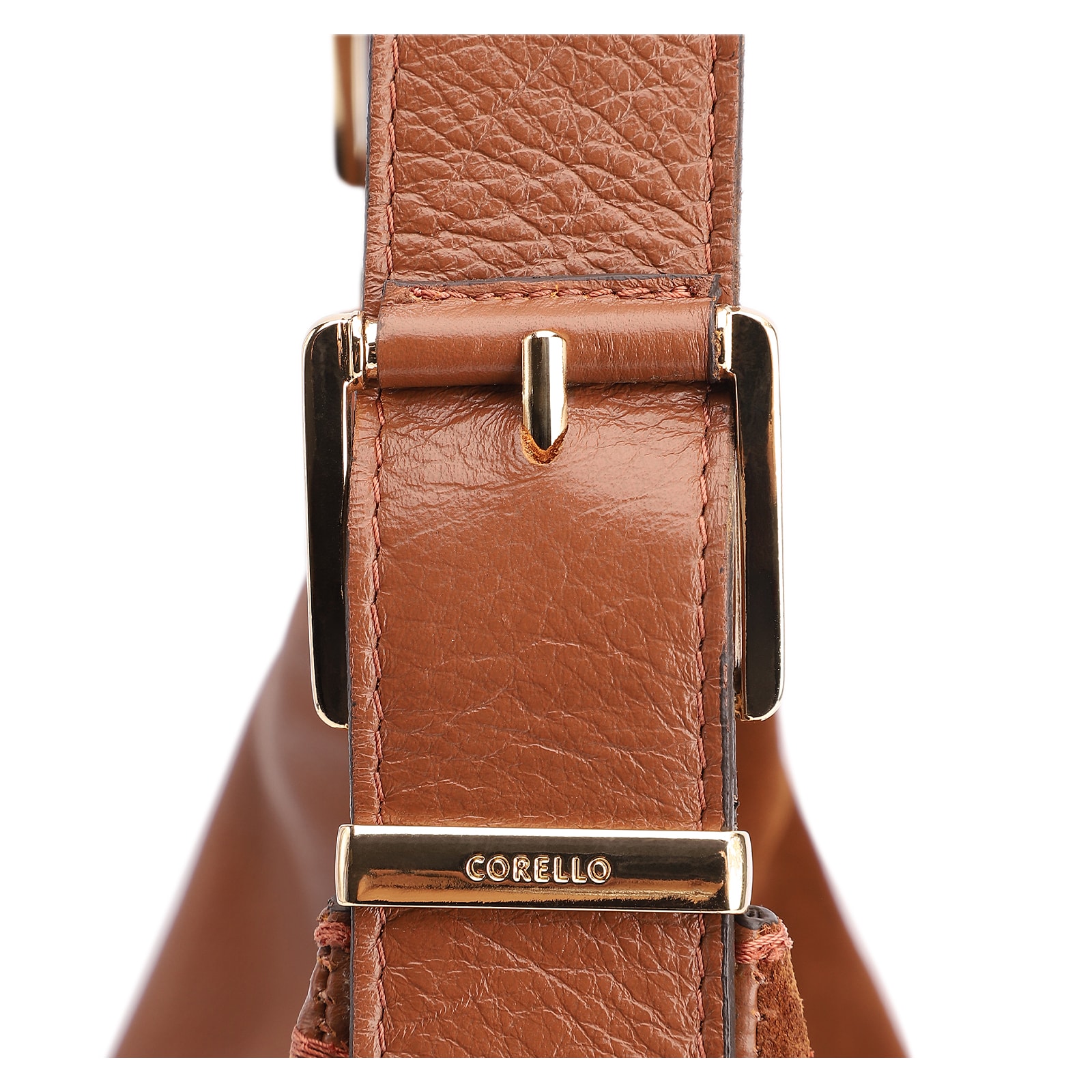 Bolsa Hobo Fivelas Couro Camurça Marrom Claro