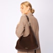Bolsa Hobo Fivelas Couro Camurça Marrom Escuro - imagem 2