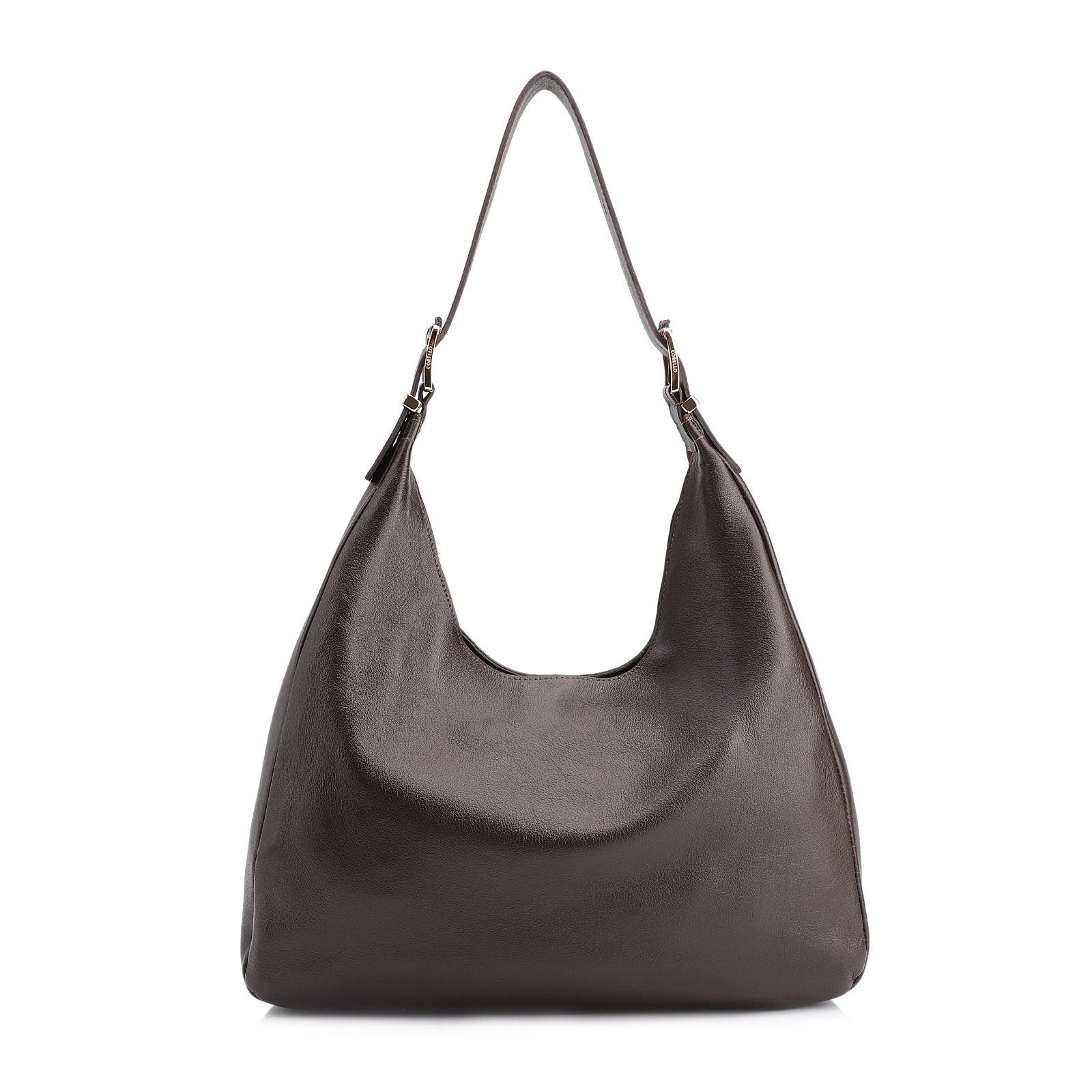 Bolsa Hobo Fivelas Couro Camurça Marrom Escuro